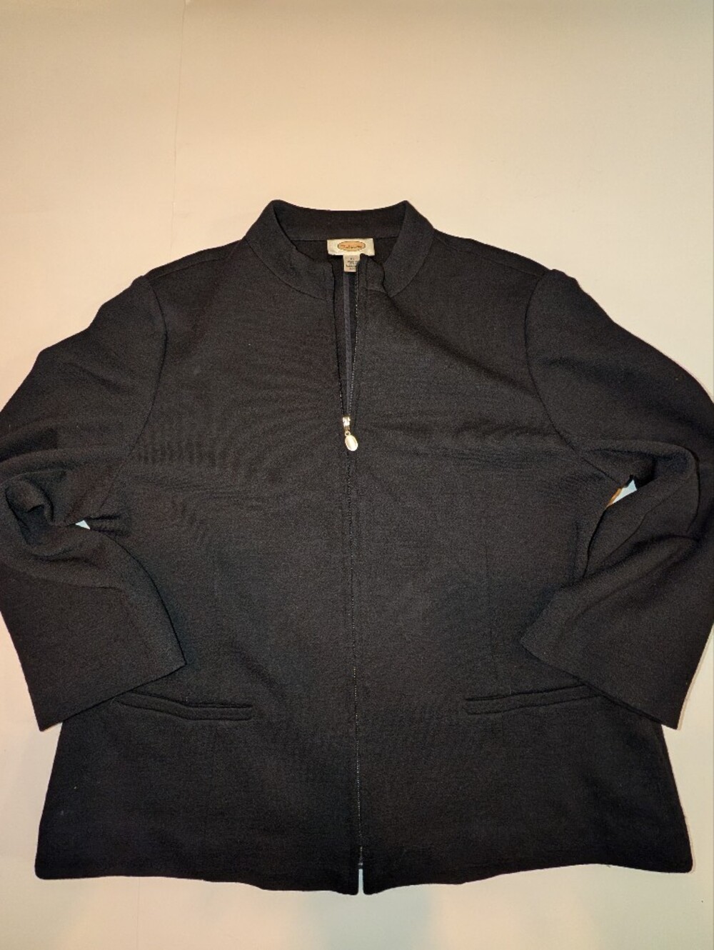 Talbots Wool Zip Jacket Blazer, Black, Size 16